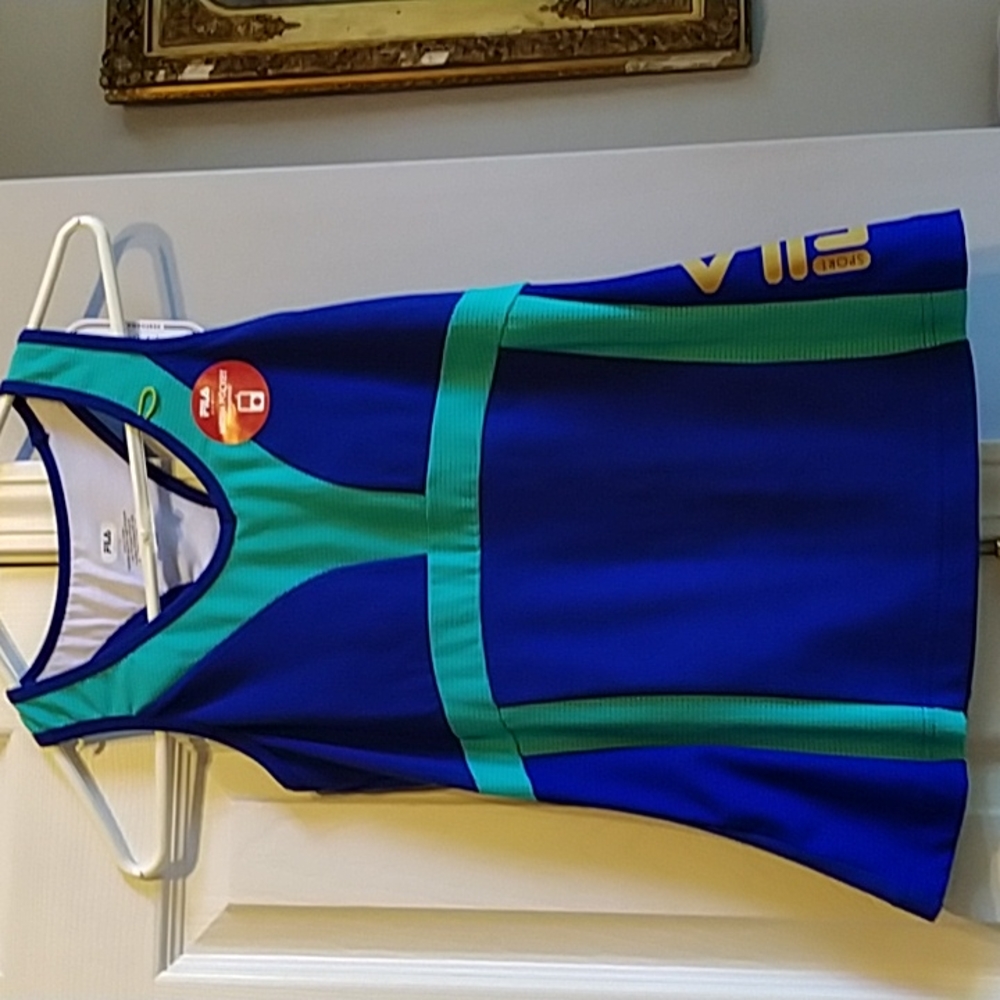 Fila Sport Racer back Moisture Wicking  performance top‎ Size Small Blue & Teal - Picture 2 of 8